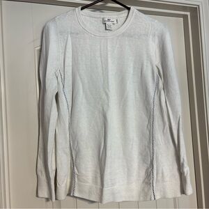 Vineyard Vines Sweater Womens Medium White With Blue Detail Linen Cotton Blend